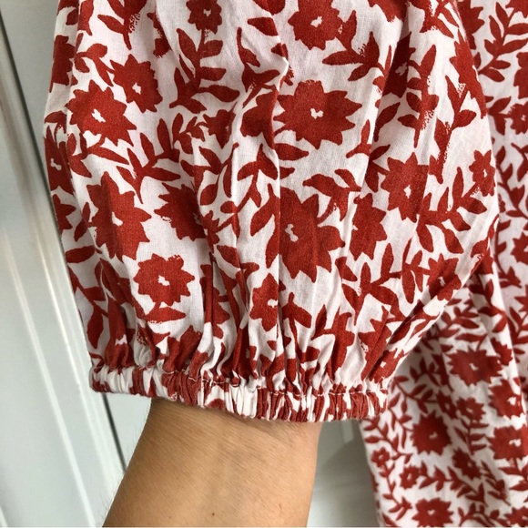 ARCHITEC WOMEN'S TUNIC FLORAL RED/WHITE XL,1X,2X, COTTON PULLOVER 3/4 SLEEVE - Picture 5 of 7